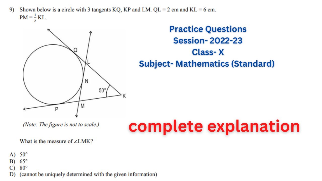 Shown Below Is A Circle With 3 Tangents Kq Kp And Lm Ql 2 Cm And Kl 6 Cm Pm 12 Kl Youtube