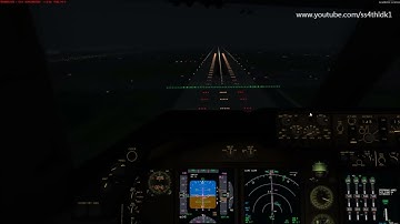 P3D v3.4 PMDG 747 v3 Night landing Cockpit Cabin Tour Video has shown from Pilot Eye