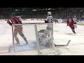 Ryan Sproul uses glass as backboard to score a goal