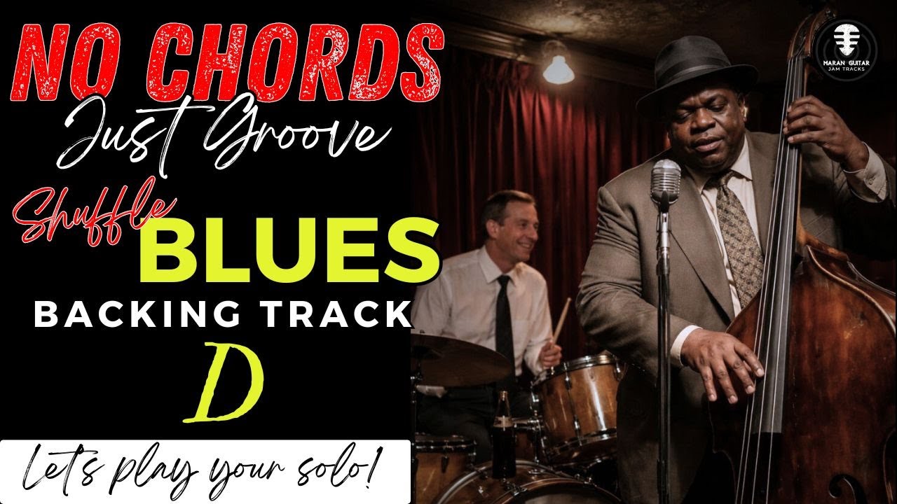 NO CHORDS, JUST GROOVE Shuffle Blues backing track - JAM in D
