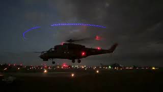 Mi-24P felszállás éjszaka - HunAf Mi-24P helicopter takeoff at night - 2024.02.21.