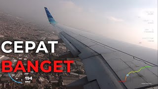 Kecepatan Pesawat Garuda Indonesia Boeing 737-800NG saat Take off di Bandung