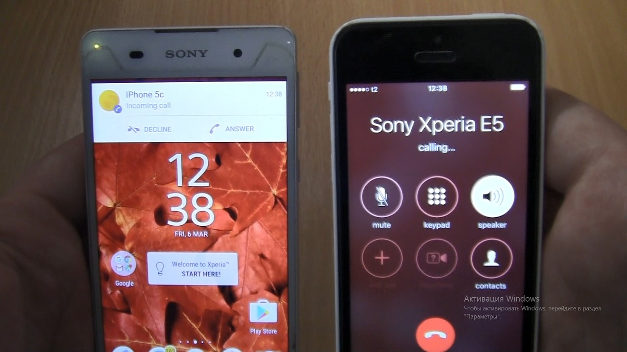 Incoming call & Outgoing call at the Same Time Iphone 5c+Sony Xperia E5