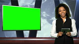 Journalist Presenter Green Screen - TV Studio - Montage 29 - Free Video