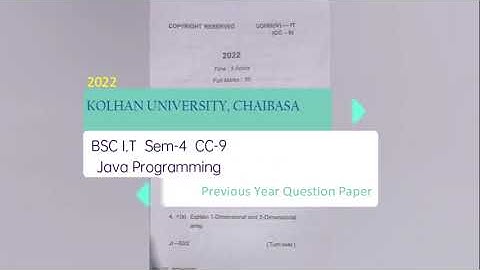 Kolhan University UG || 2022 || BSC I.T || Sem-4 || BITC- 9 || Previous year question paper