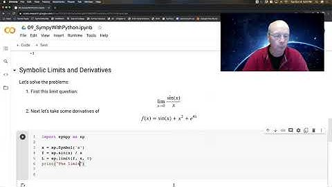 Python Video 08b: Symbolic Python - Derivatives and Limits