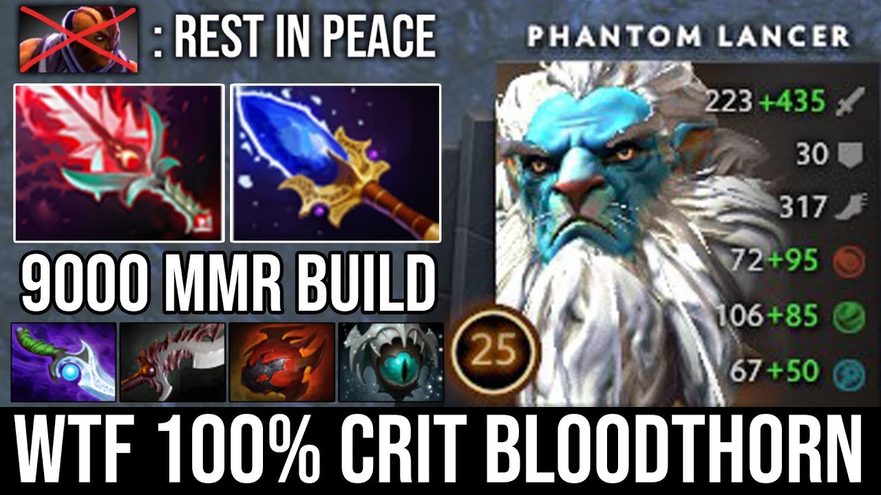 WTF 100% Crit Bloodthorn + 9000 MMR Phantom Lancer Deleted Godlike AM with His 1 Million Army DotA 2