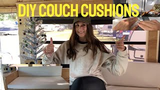 HOW TO! Sewing DIY Box Cushions for Skoolie Couches - TINY HOME PROJECT REVEAL