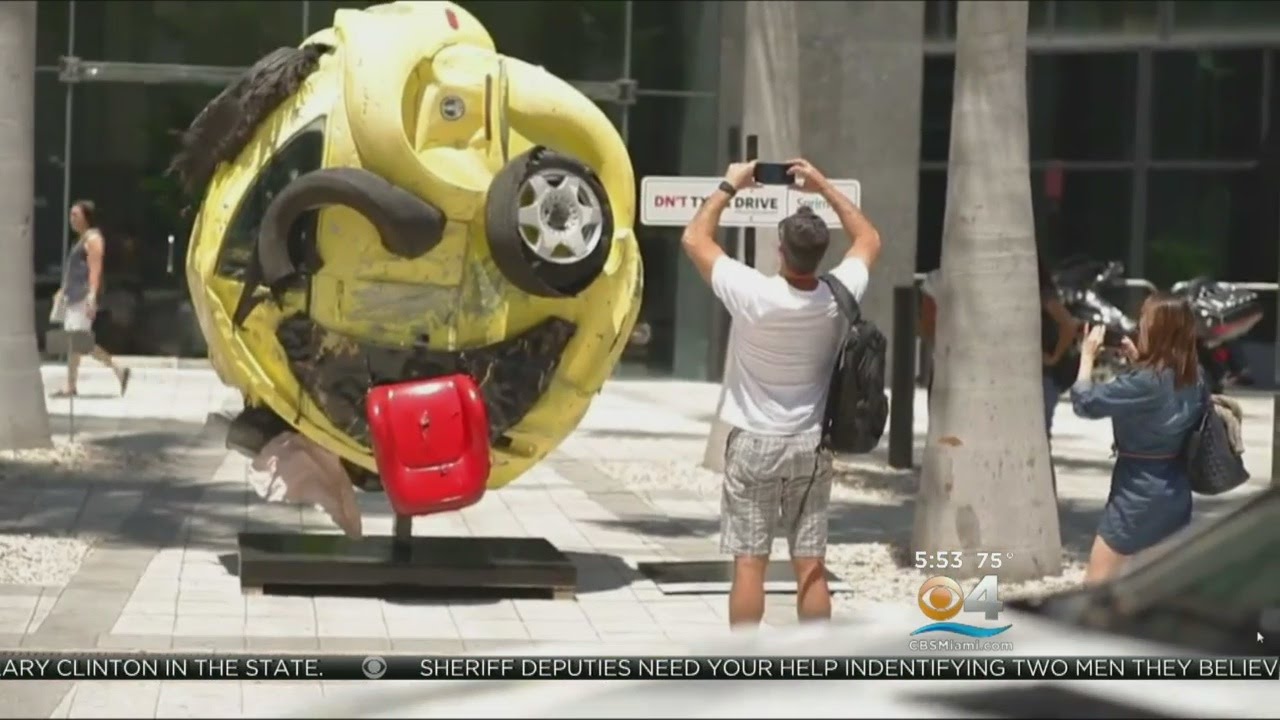 Crashed Car Emoji Sculpture YouTube