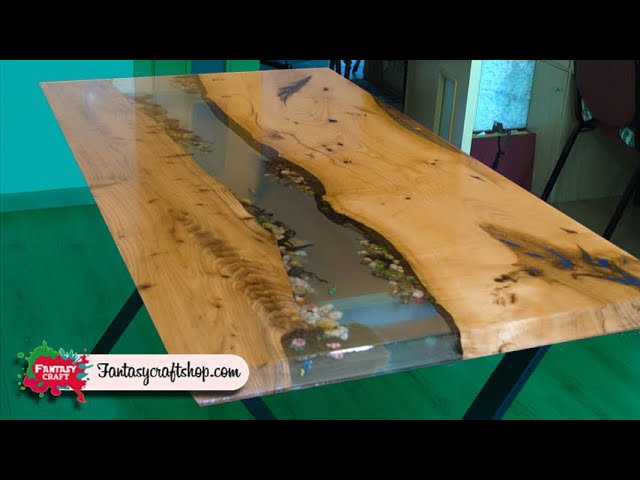 Creando una mesa río con resina epoxi transparente para vaciados profundos  