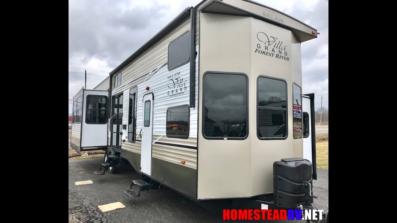 2018 SALEM 42DLTS GRAND VILLA DOUBLE LOFT TRIPLE SLIDE LOFT PARK TRAILER YouTube