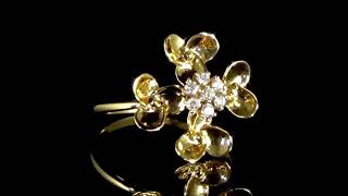 18K YELLOW GOLD CLUSTER DIAMOND LOTUS FLOWER RING. Ref. 407 595