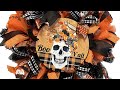 Halloween Skull Deco Mesh Wreath| Hard Working Mom |How to