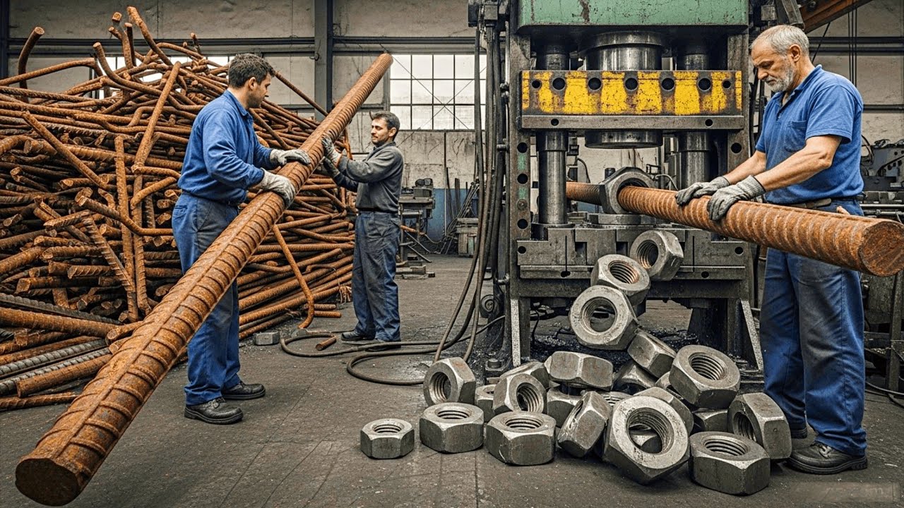 Amazing Hex Nut Bolt Manufacturing Process With Skilled Workers | Huge Production Of Hexagon Nuts