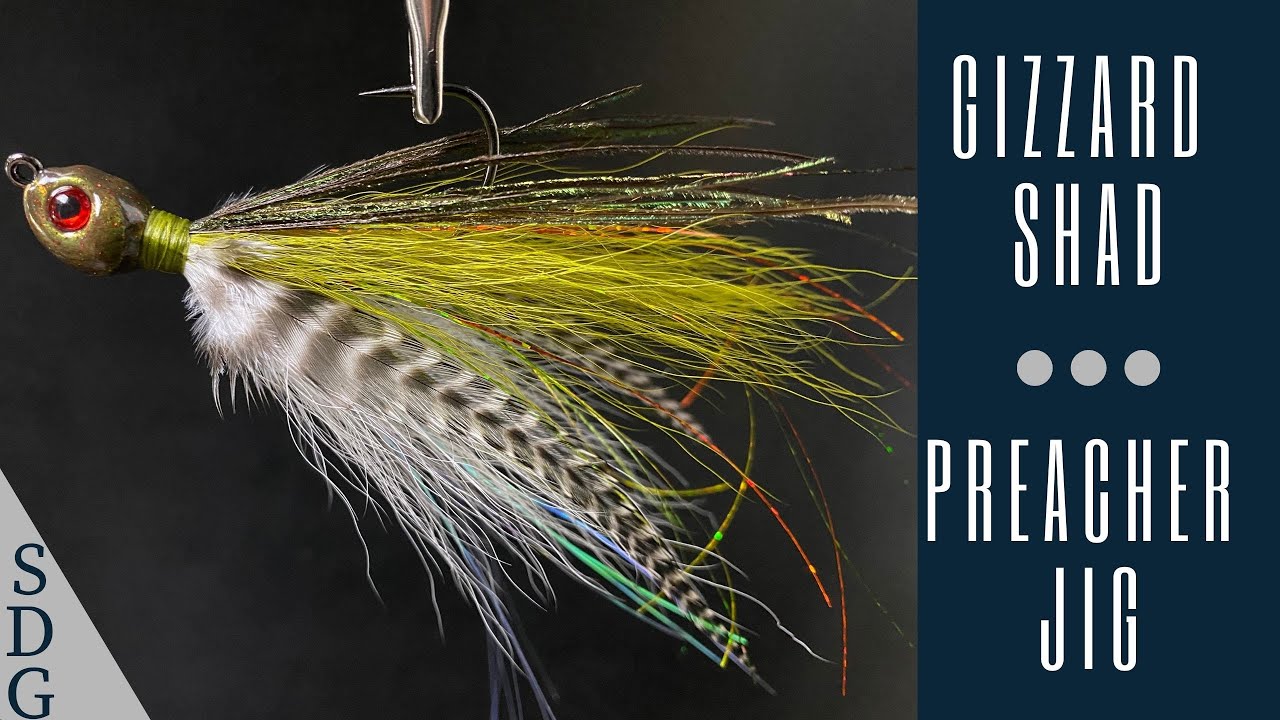 Fishing, Jig Fishing, Gizzard Shad Preacher Jig Build, Bucktail &  Grizzly Saddle