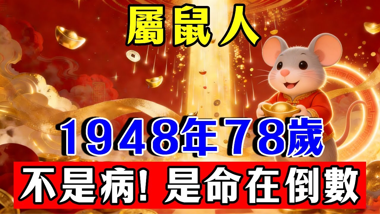 屬鼠人，1948年78歲，戊子鼠命者若出現這個身體異象——那不是病，是「命在倒數」的信號！#生肖 #運勢 #命理 #屬相 #風水 #財運 #佛陀 #佛學 #佛法 #佛教 #修行 #智慧 #因果 #佛家