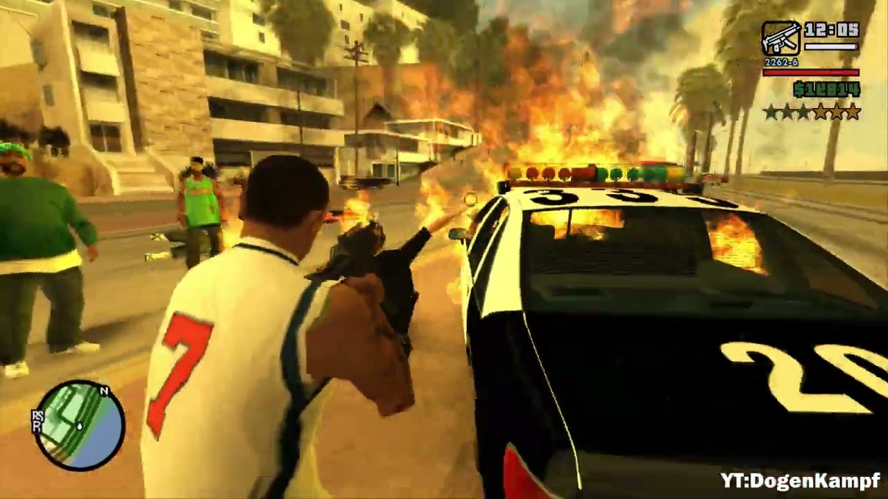GTA San Andreas - Los flores Gang war and Shootout + Six Star Escape