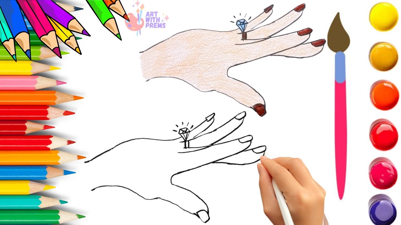 Как нарисовать милое бриллиантовое кольцо. Рисование, раскрашивание и раскрашивание для детей и м...