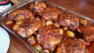 Pollo Adobado con Papas al Horno!