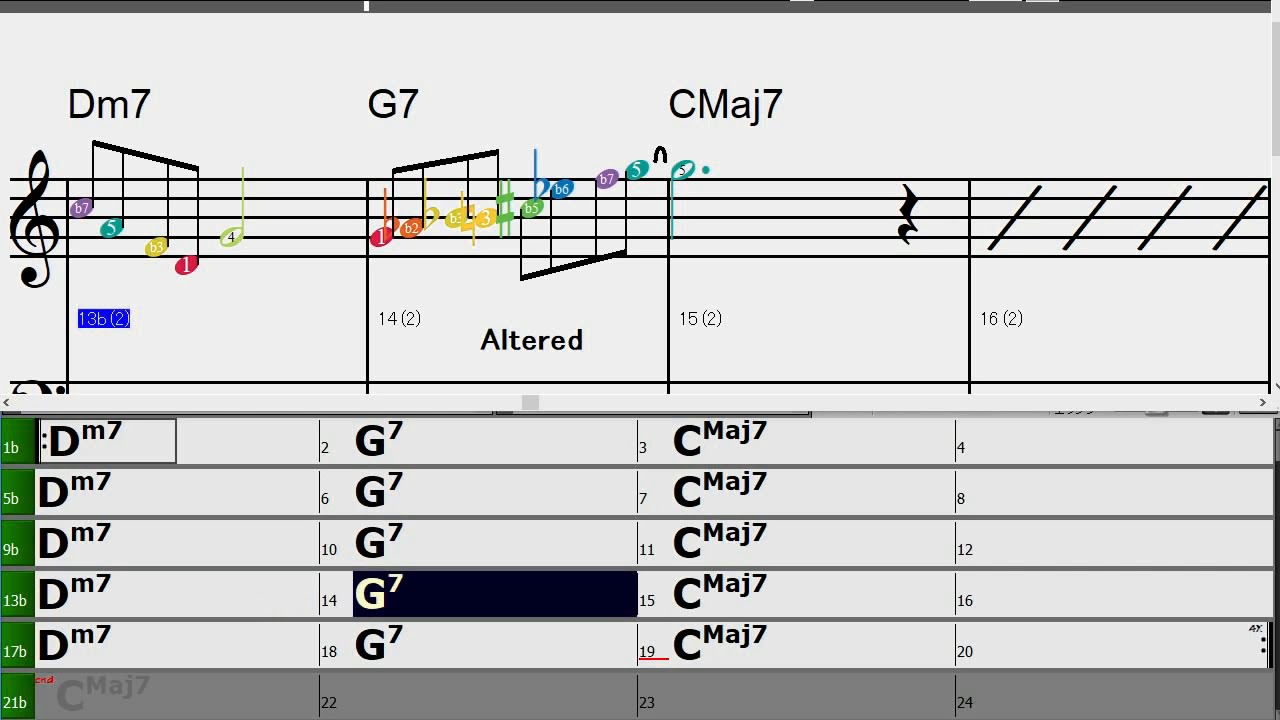 jazz roster 2-5 Jazz Lines P10 (C) Mixolydian, Lydianb7, WholeTone, Altered, Comdimi