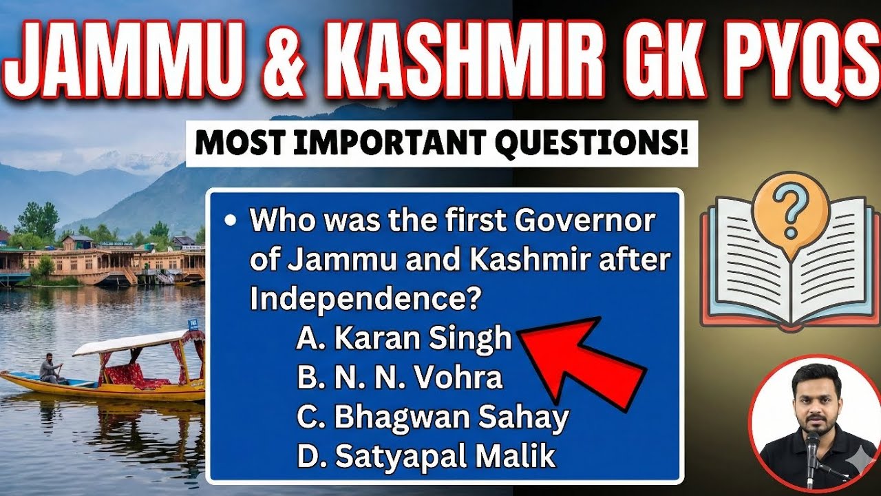 Top 20 MCQS PAA Most Repeated J&K GK Questions for JKSSB | History & Polity of Jammu & Kashmir