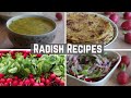 Red Radish Leaves  - Lentil Curry | Red Radish Paratha | Radish Chapati | Radish  Salad