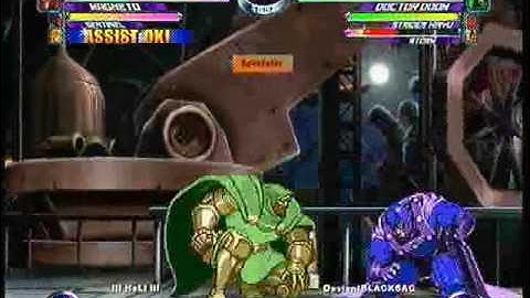 MvC2 Online (360): Hell (Mag/Sent/Cap) vs DeviantBlackSag (Storm/Strid/Doom) 1 .:2.17.10:.