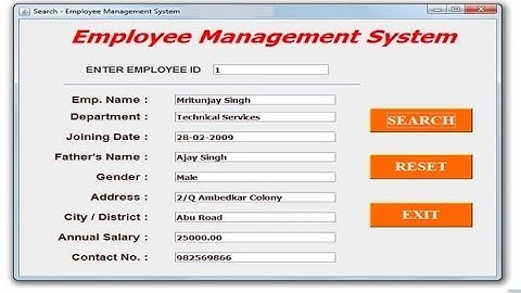 Employee Management System - CBSE ip Project for Class 12  (Java Netbeans and MySql)