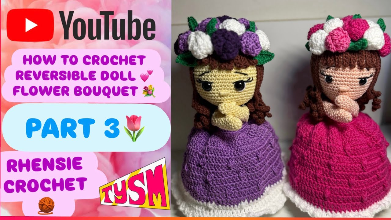 Handmade Crochet Flower Bouquet with Doll Accent - Multicolor Doll Bouquet - Etsy main image 3