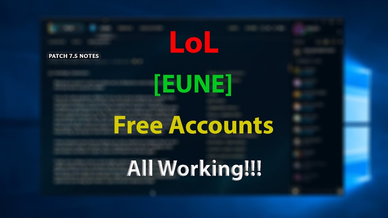 EUNE/EUW Free 30 lvl accounts League of Legends 6.16 