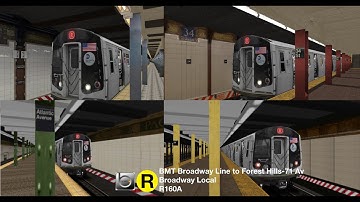 OpenBVE NYC Subway BMT Operation: R160A (R) Train to Forest Hills-71 Av via Broadway Local