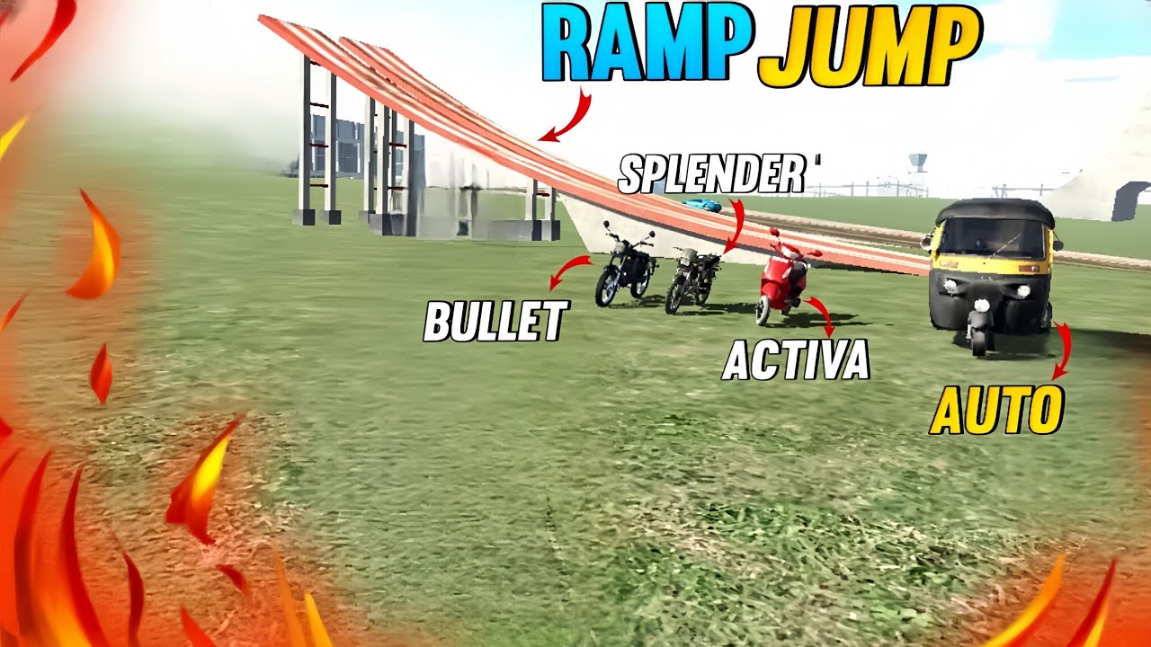 Auto vs Activa+Splendor+Bullet 350 ll RAMP JUMP 