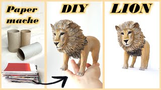 HOW TO MAKE paper mache LION 🦁 | DIY paper crafts | Best out of waste screenshot 1