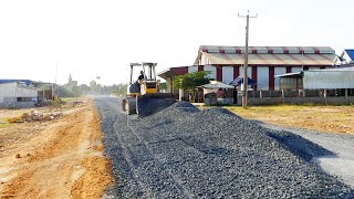 Wonderful Building Foundation District Road By Motor Grader And Dozer Komatsu D41E Pushing Gravel