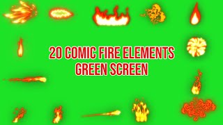 20 Fire Elements FX Green Screen  || By Green Pedia