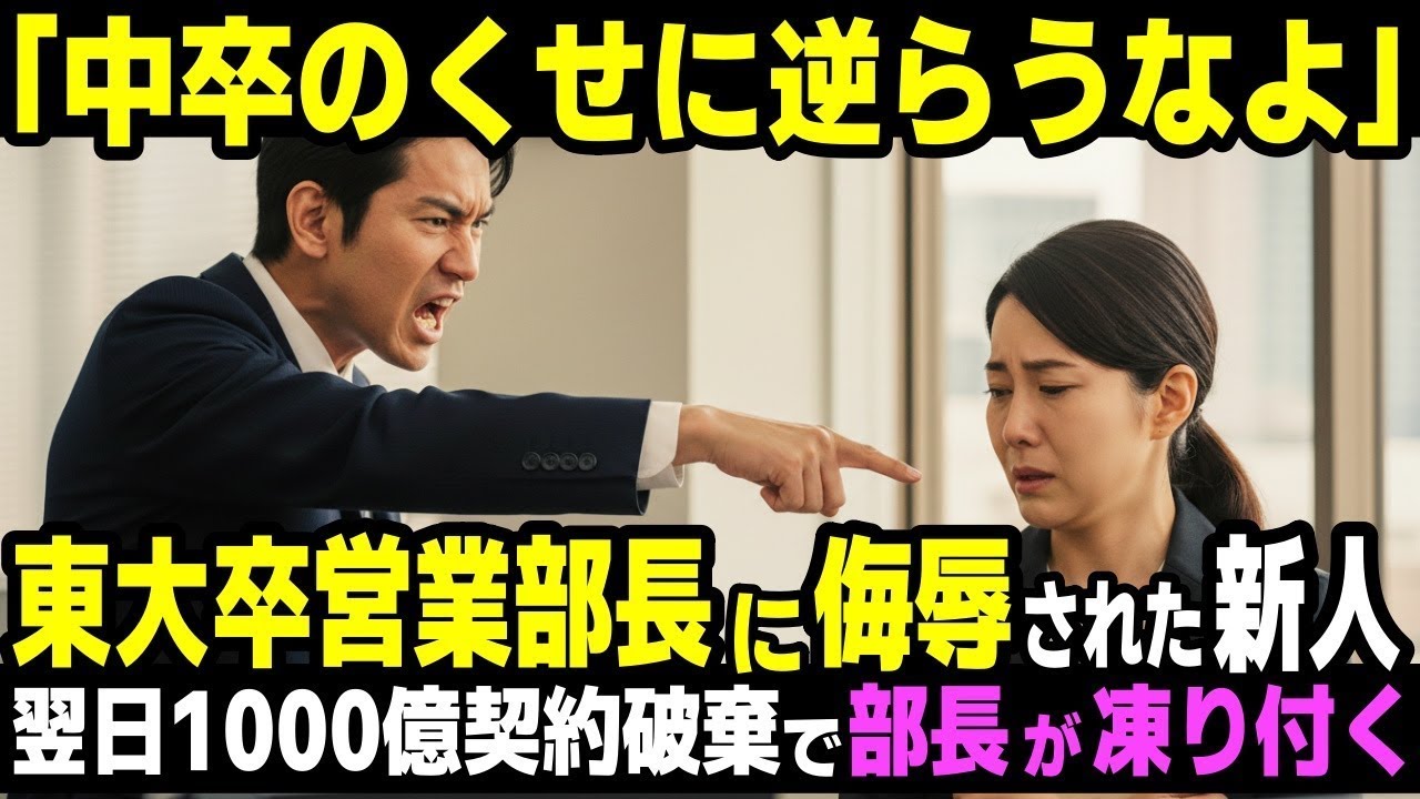 「中卒のくせに逆らうなよ」東大卒エリート営業部長に侮辱された女性委託社員 翌日、1000億契約が破綻し部長の顔が凍り付く