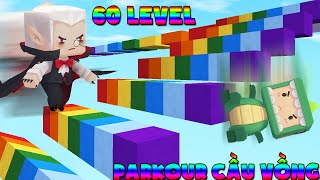 MINI GAME : CUỘC THI PARKOUR CẦU VỒNG ** NOOB CHIẾN THẮNG PARKOUR 60 LEVEL SIÊU DỄ