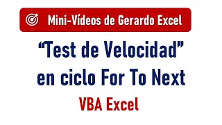 Test Speed ​​in a For To Next Loop with VBA Excel