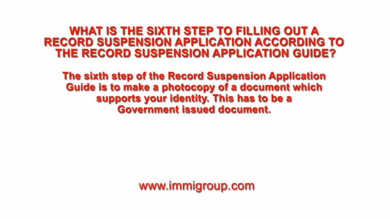 What is the sixth step to filling out a Record Suspension Application?