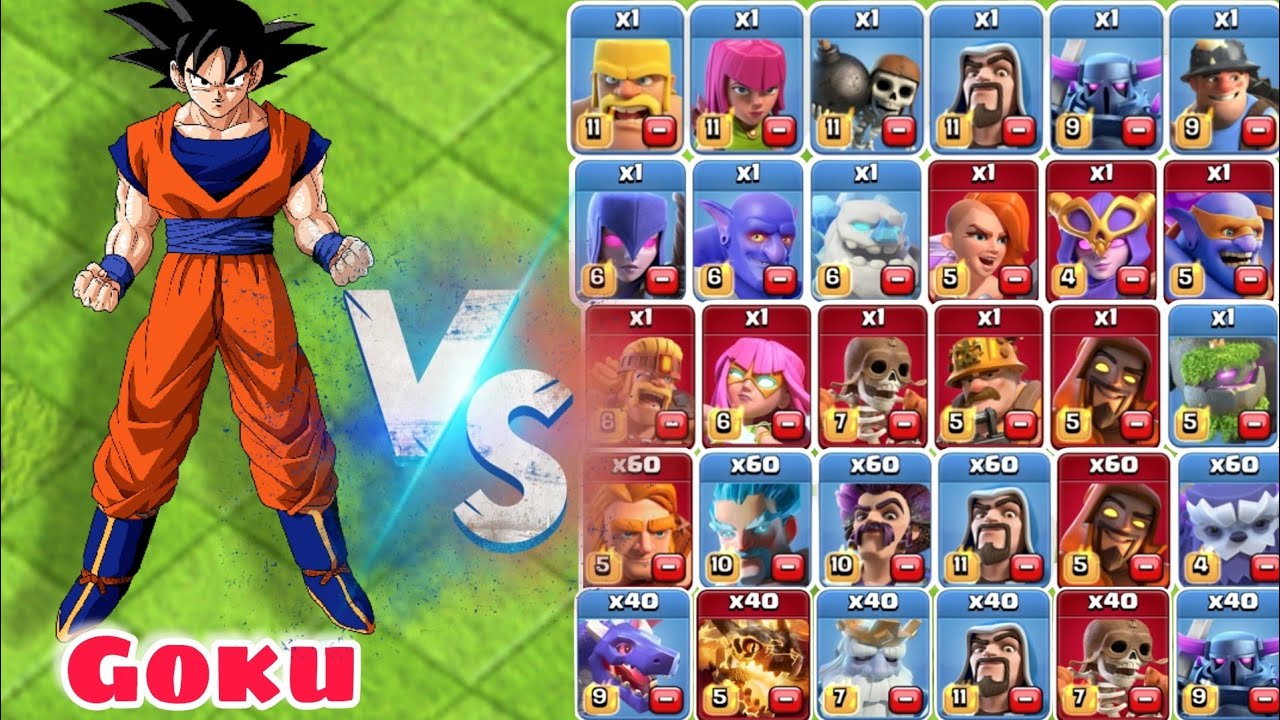 Goku vs all max troops | Clash of clans  ClasherMonu10