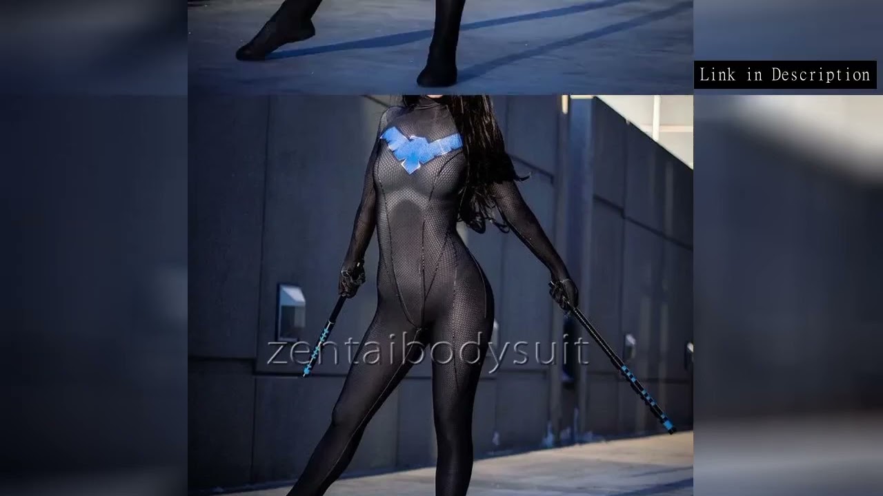 Halloween Female Nightwing Cosplay Costume Adults Woman Ladys Superhero Zentai Bodysuit Party Jumpsu