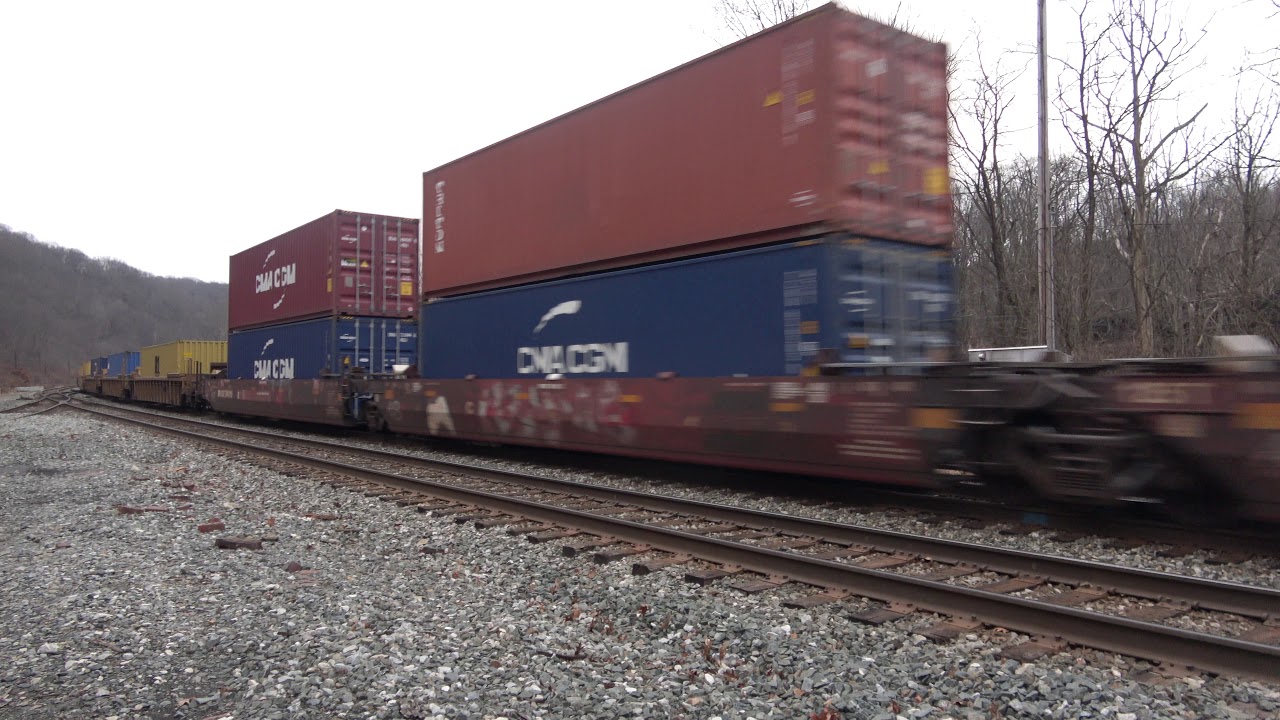 CSX Intermodal with power on both ends 4k - YouTube