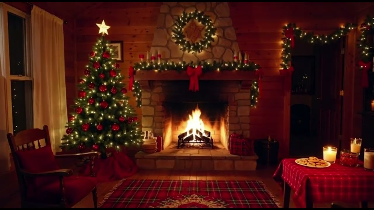 Cozy Christmas Relaxing Music 🎄 Warm Fireplace, Snowfall & Peaceful Winter Ambience