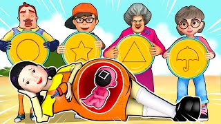 SQUID GAME (오징어 게임)  Honeycomb Candy Challenge with Astronaut- SCARY TEACHER 3D|VMAni English|