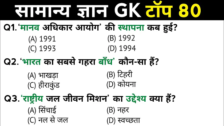 सामान्य ज्ञान | General Knowledge | Top 80 GK/GS questions | SSC GD, MTS, RPF, CRPF | GK quiz