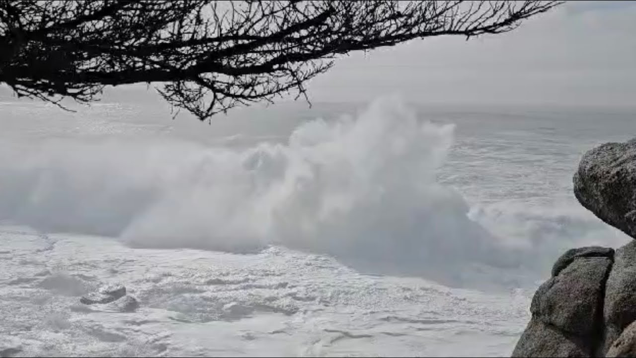 High Waves Along 17 Mile Drive at Pescadero Point, California - YouTube