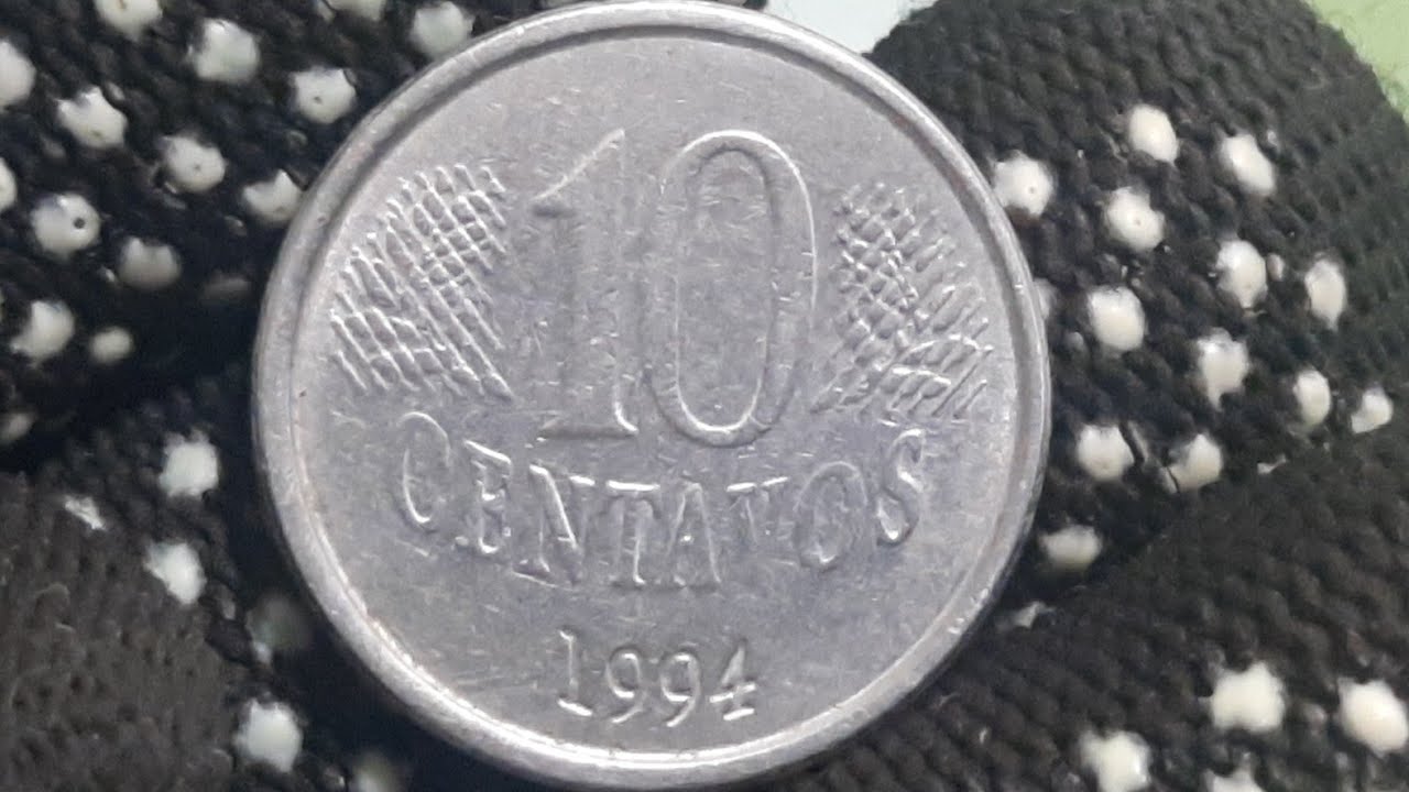 Moeda com defeito de 10 centavos ano 1994 valor catalogado.
