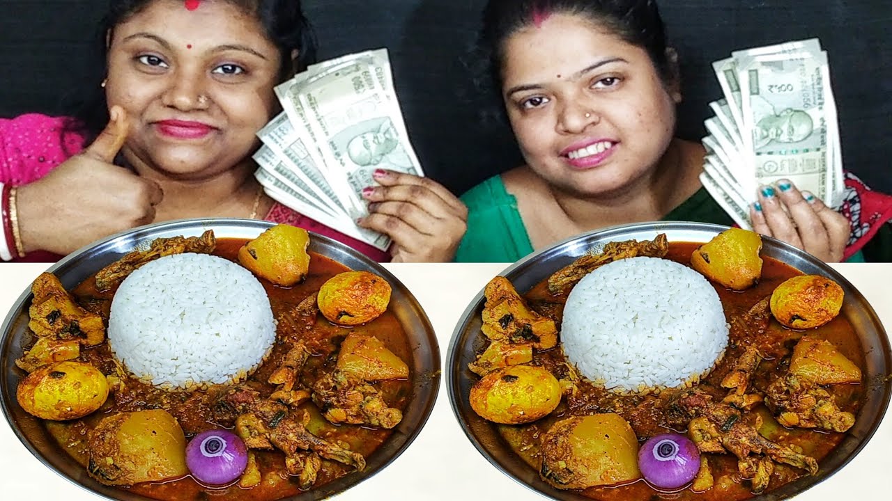 SPICY CHICKEN CURRY EGG CURRY RICE EATING CHALLENGE // BENGALI FOOD CHALLENGE // food family & more