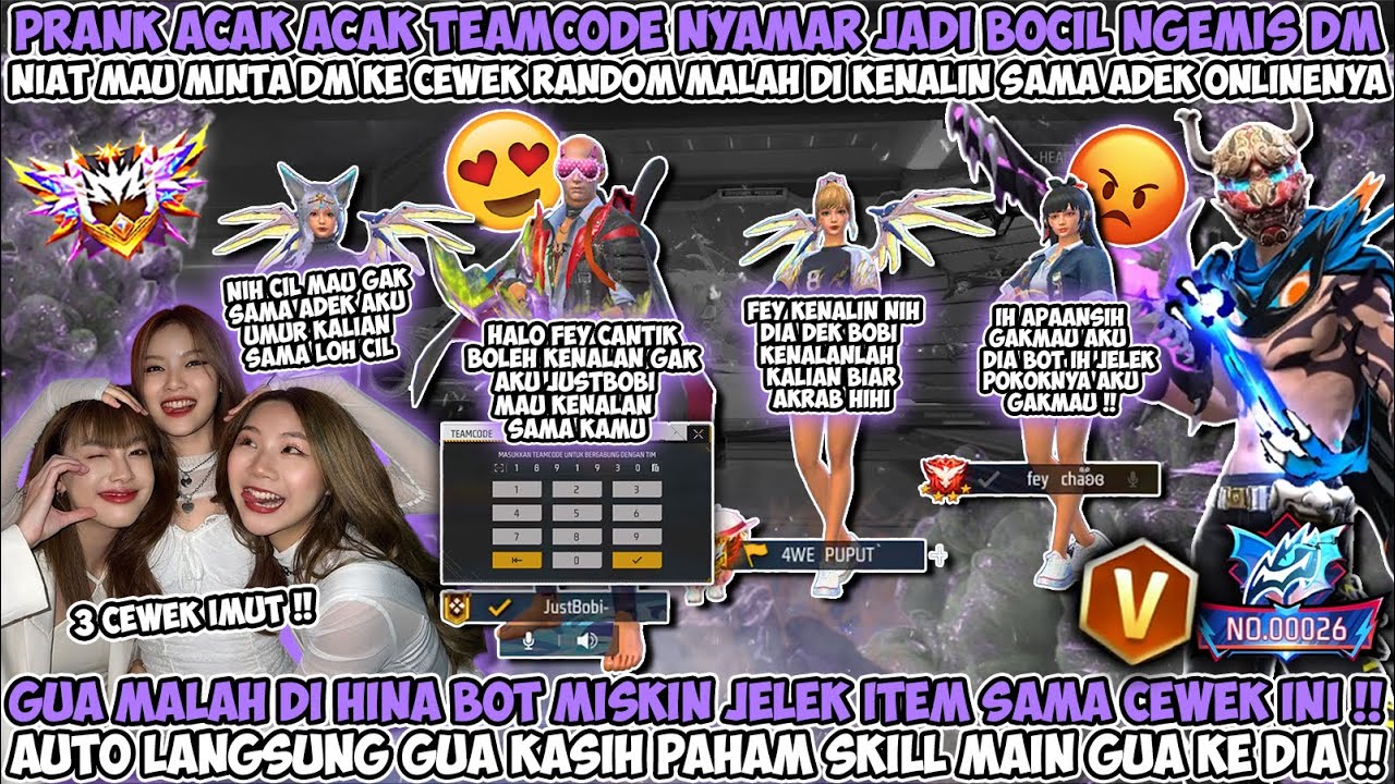 PRANK ACAKACAK TIMCODE NYAMAR JADI BOCIL DIKENALIN SAMA ADEK ONLINENYA GUA DIHINA BOT M1SK1N JELEK😱