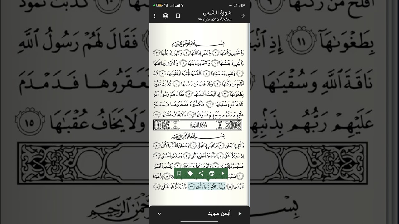 سورة الليل مكررة 3مرات للحفظ الشيخ نور الدين شيخ نجيب 